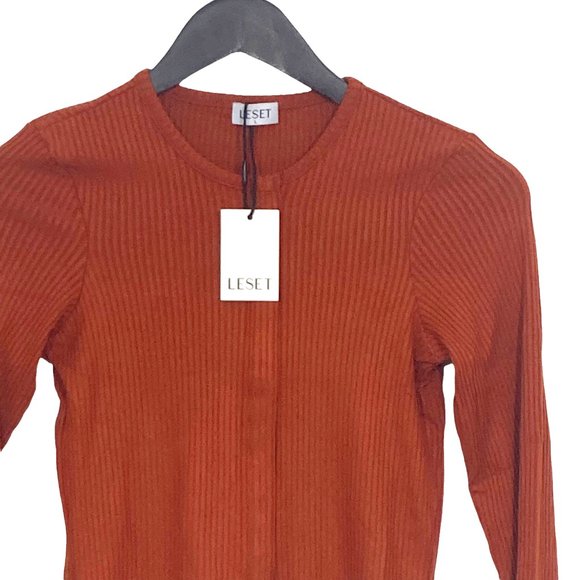Leset Alex Long Sleeve Snap Down Top LT0404 Rust - Picture 2 of 5